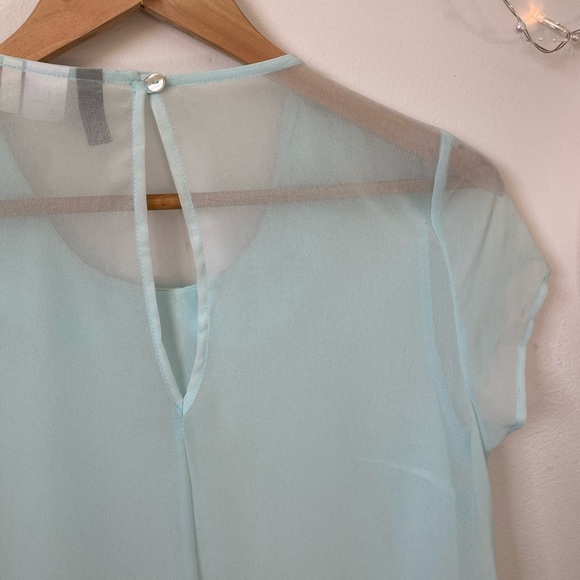 Pearl collared turquoise blouse - Picture 5 of 8